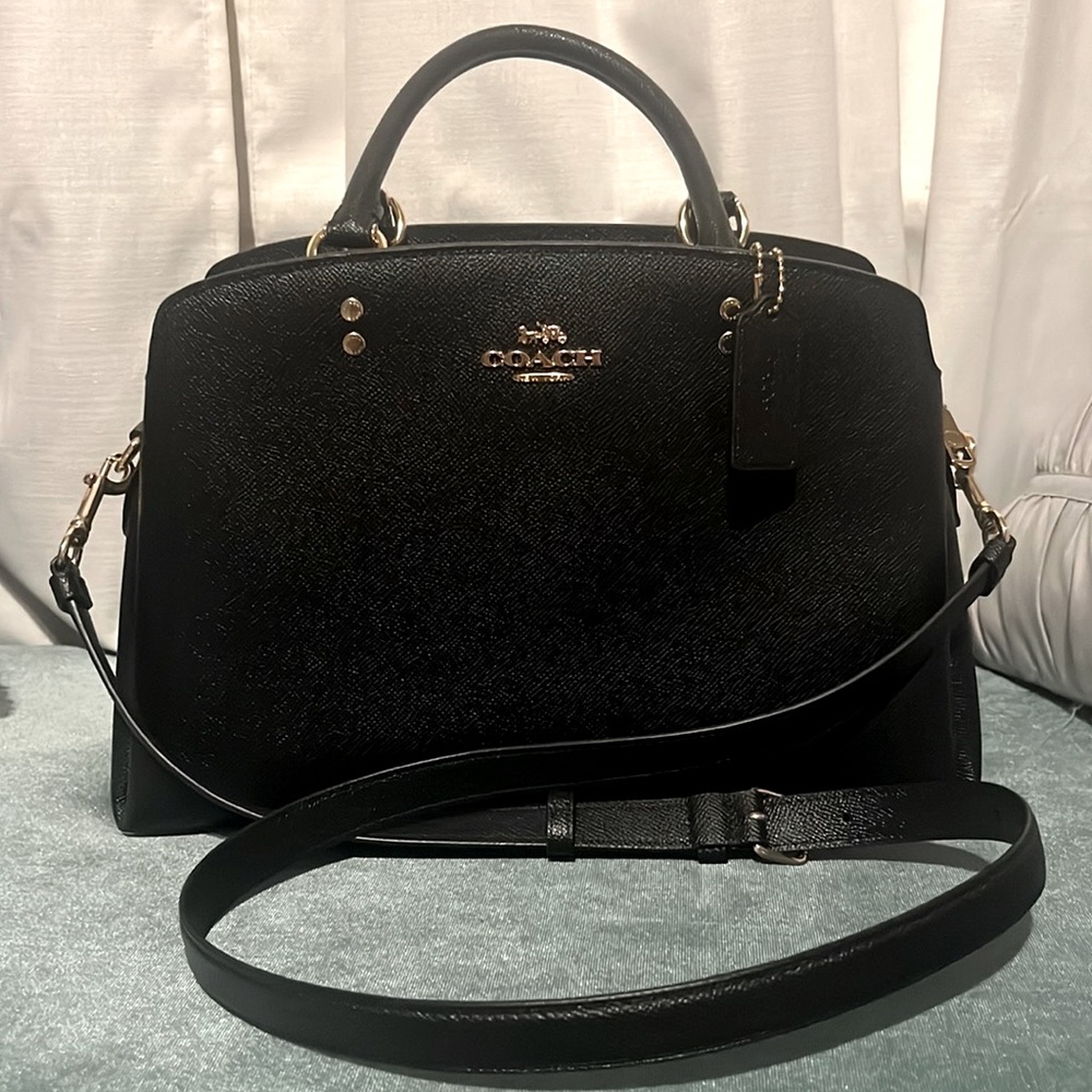 Coach Black Leather Lillie Carryall EEUC